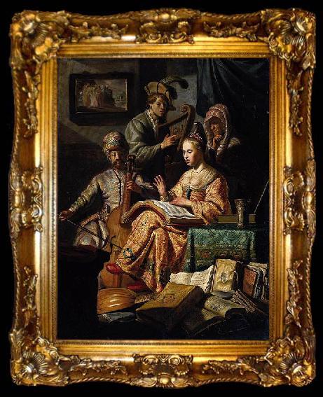 framed  REMBRANDT Harmenszoon van Rijn The Music Party, ta009-2